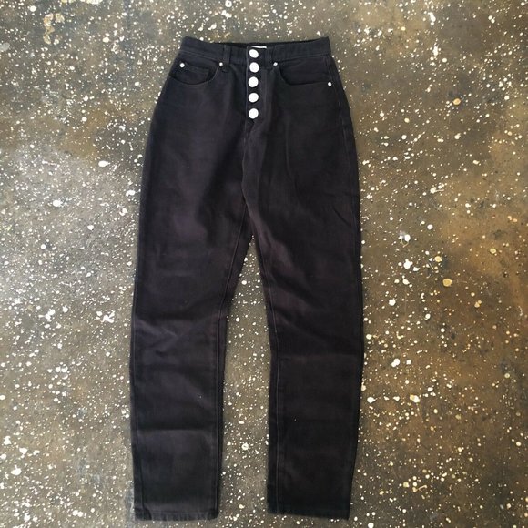 WeWoreWhat The Danielle Crystal Straight in Black Jeans Revolve NWOT $168 - Picture 5 of 7